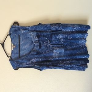 Roz & Ali Blue Floral Sleeveless Top